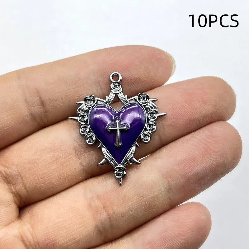10/12PCS Retro Dark Style Personalized Thorn Rose Cross Pendant DIY Accessories Quick Pick Grocers